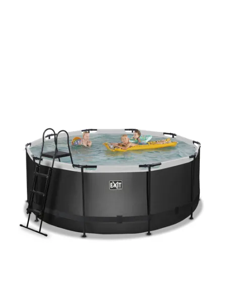 EXIT Black Leather pool ø360x122cm with sand filter pump - black Piscina con bordi Piscina rotonda 10126 L Nero