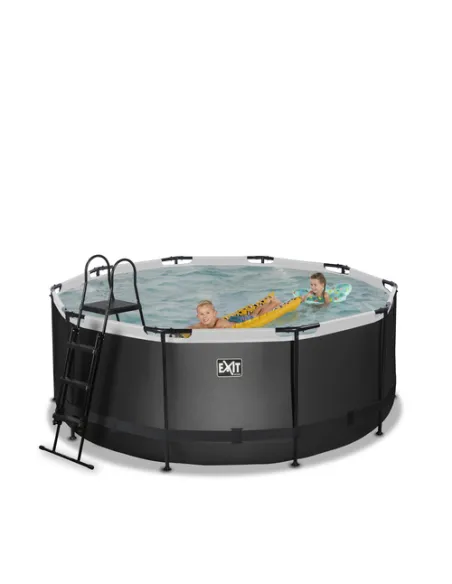 EXIT Black Leather pool ø360x122cm with sand filter pump - black Piscina con bordi Piscina rotonda 10126 L Nero