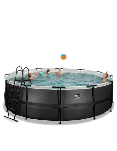 EXIT Black Leather pool ø450x122cm with sand filter pump - grey Piscina con bordi Piscina rotonda 15233 L Nero