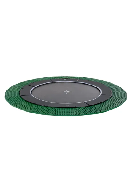 EXIT Dynamic ground level trampoline ø427cm with Freezone safety tiles - black Esterno Rotondo Molla elicoidale Trampolino inte