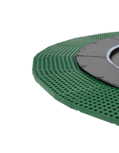 EXIT Dynamic ground level trampoline ø427cm with Freezone safety tiles - black Esterno Rotondo Molla elicoidale Trampolino inte