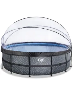 EXIT Stone pool ø488x122cm with dome and sand filter pump...
