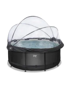 EXIT Black Leather pool ø360x122cm with dome and sand...