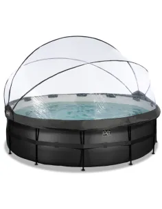 EXIT Black Leather pool ø450x122cm with dome and sand...
