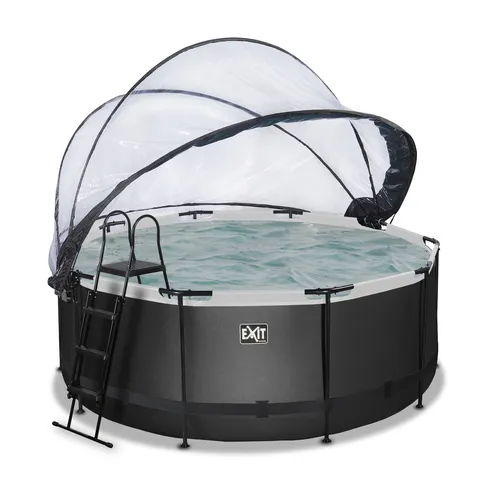 EXIT Black Leather pool ø360x122cm with dome...