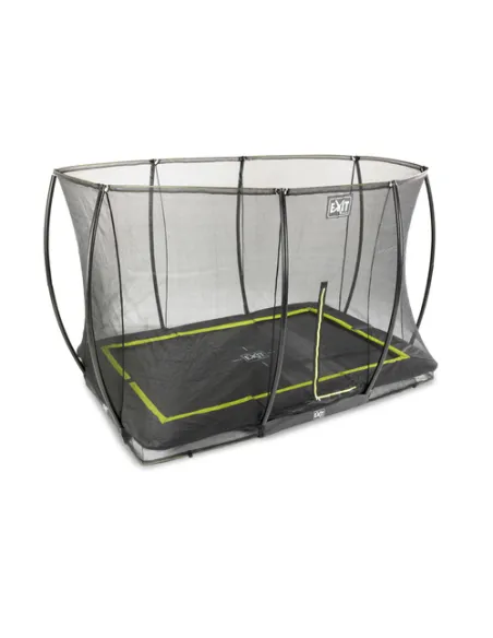 EXIT Silhouette ground trampoline 244x366cm with safety net - black Esterno Rettangolare Molla elicoidale Trampolino interrato