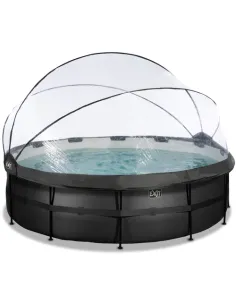 EXIT Black Leather pool ø488x122cm with dome and sand...