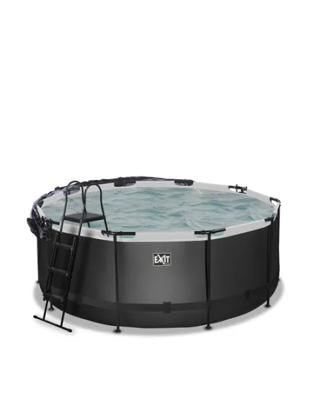 EXIT Black Leather pool ø360x122cm with dome and sand filter and heat pump - black Piscina con bordi Piscina rotonda 10126 L Ne