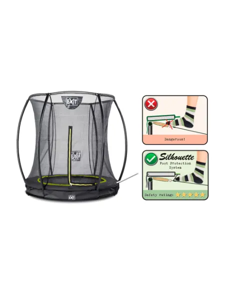 EXIT Silhouette ground trampoline ø183cm with safety net - black Esterno Rotondo Molla elicoidale Trampolino interrato