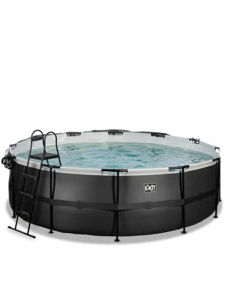 EXIT Black Leather pool ø450x122cm with dome and sand filter pump - black Piscina con bordi Piscina rotonda 15233 L Nero