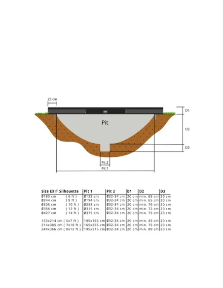 EXIT Silhouette ground trampoline ø183cm with safety net - black Esterno Rotondo Molla elicoidale Trampolino interrato
