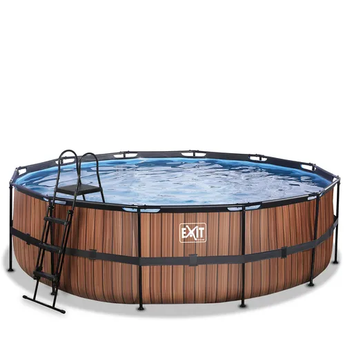 EXIT Piscina "Wood" ø488x122cm con pompa...