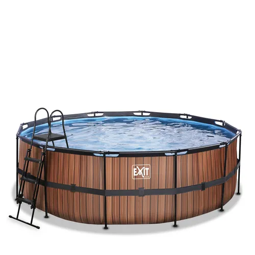 EXIT Piscina "Wood" ø427x122cm con pompa...