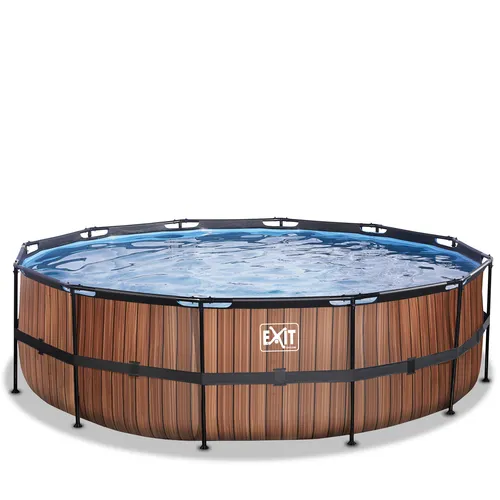 EXIT Piscina "Wood" ø488x122cm con pompa...
