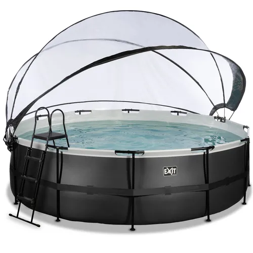 EXIT Black Leather pool ø488x122cm with dome...