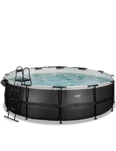 EXIT Black Leather pool ø488x122cm with dome and sand filter pump - black Piscina con bordi Piscina rotonda 19330 L Nero