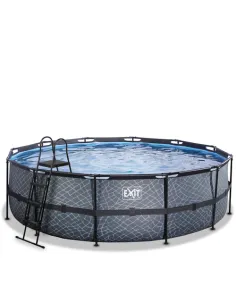 EXIT Stone pool ø488x122cm with filter pump - grey...