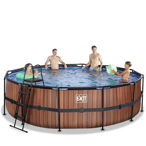 EXIT Piscina "Wood" ø488x122cm con pompa...