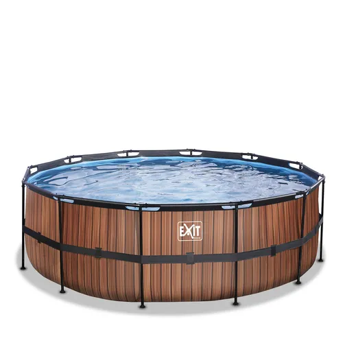 EXIT Piscina "Wood" ø427x122cm con pompa...