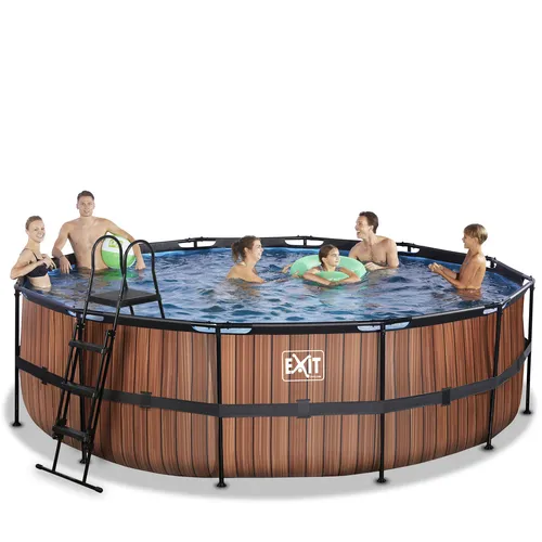 EXIT Piscina "Wood" ø488x122cm con pompa...