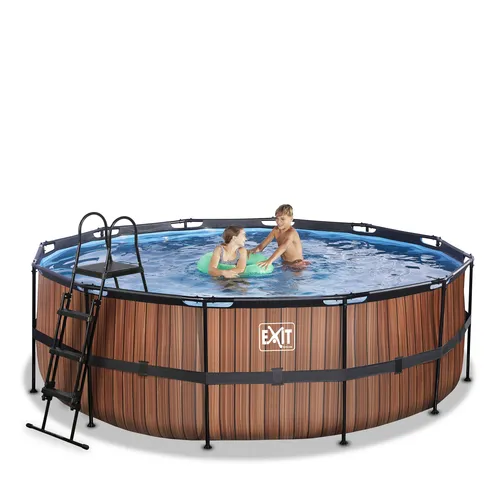 EXIT Piscina "Wood" ø427x122cm con pompa...