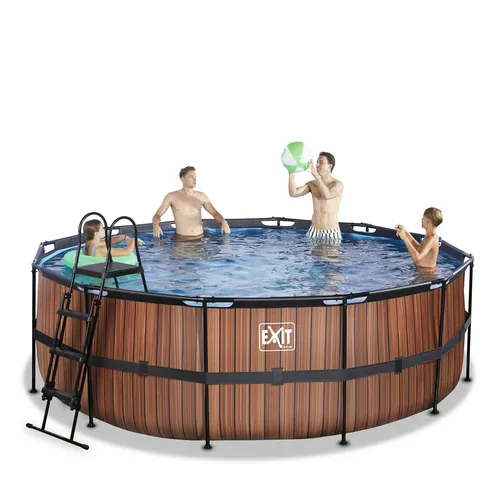 EXIT Piscina "Wood" ø427x122cm con pompa...