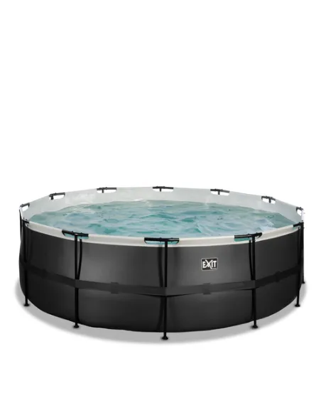 EXIT Piscina "Black Leather" ø427x122cm con pompa filtrante - Nera