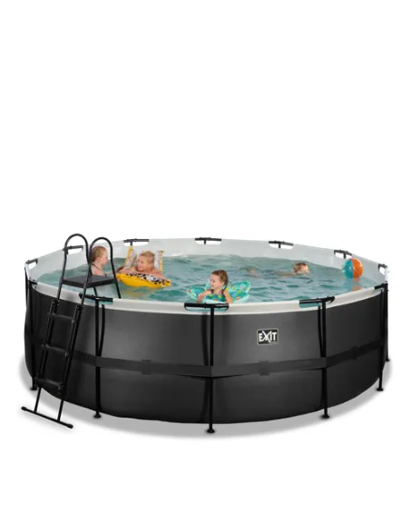 EXIT Piscina "Black Leather" ø427x122cm con pompa filtrante - Nera