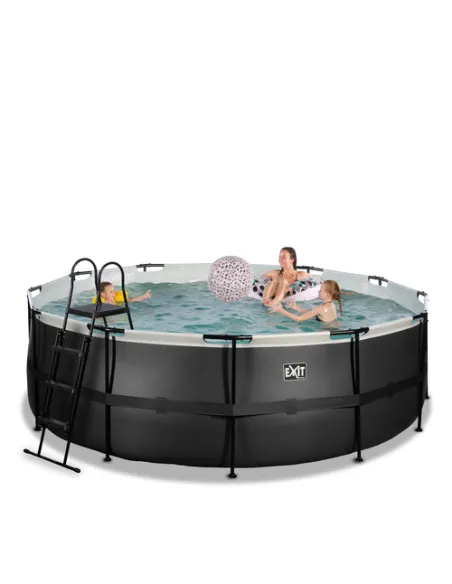 EXIT Piscina "Black Leather" ø427x122cm con pompa filtrante - Nera