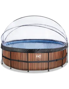 EXIT Wood pool ø488x122cm with dome and sand filter and...
