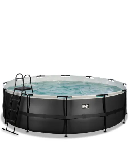 EXIT Black Leather pool ø488x122cm with sand filter pump - black Piscina con bordi Piscina rotonda 19330 L Nero