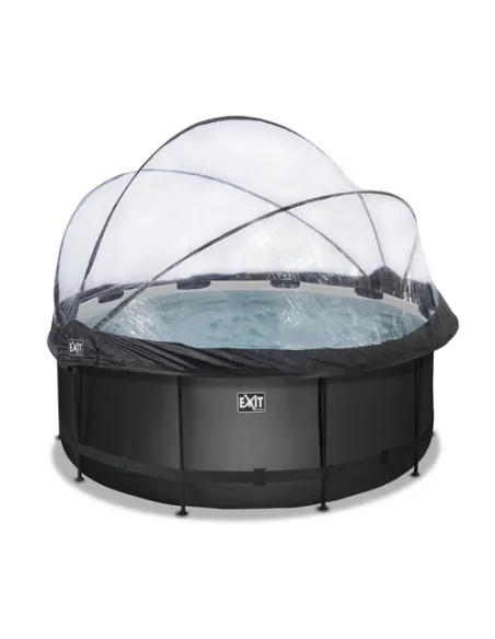EXIT Black Leather pool ø360x122cm with dome and sand filter pump - black Piscina con bordi Piscina rotonda 10126 L Nero
