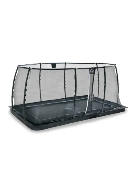 EXIT Dynamic ground level trampoline 305x519cm with safety net - black Esterno Rettangolare Molla elicoidale Trampolino interrat