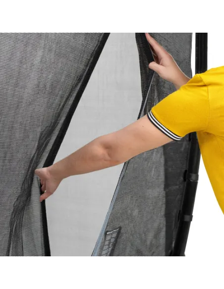 EXIT Dynamic ground level trampoline 244x427cm with safety net - black Esterno Rettangolare Molla elicoidale Trampolino interrat