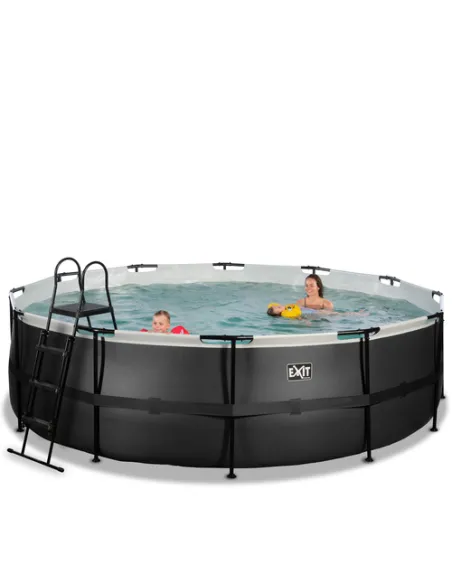 EXIT Black Leather pool ø488x122cm with sand filter pump - black Piscina con bordi Piscina rotonda 19330 L Nero