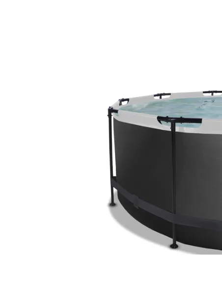 EXIT Black Leather pool ø360x122cm with dome and sand filter pump - black Piscina con bordi Piscina rotonda 10126 L Nero