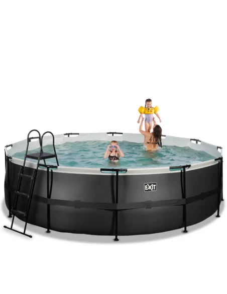 EXIT Black Leather pool ø488x122cm with sand filter pump - black Piscina con bordi Piscina rotonda 19330 L Nero
