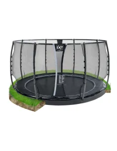 EXIT Dynamic ground level trampoline ø427cm with safety...