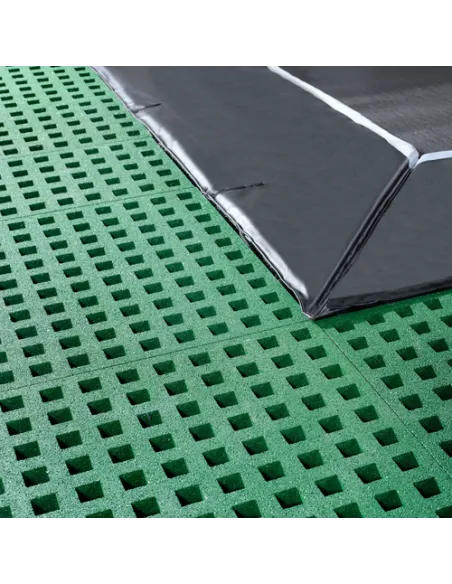 EXIT Dynamic ground level trampoline 275x458cm with Freezone safety tiles - black Esterno Rettangolare Molla elicoidale Trampoli