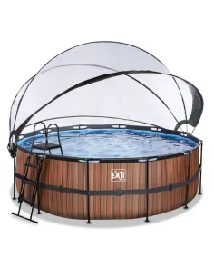 EXIT Wood pool ø427x122cm with dome and sand filter and... 2