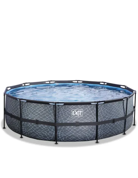 EXIT Stone pool ø488x122cm with sand filter pump - grey Piscina con bordi Piscina rotonda 19330 L Grigio