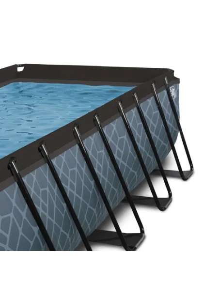 EXIT Piscina "Stone" 540x250x122cm con pompa a filtro - Grigia