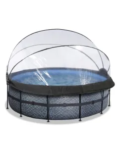 EXIT Stone pool ø427x122cm with dome and sand filter pump...