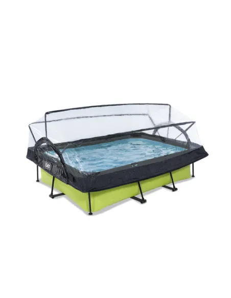 EXIT Lime pool 220x150x65cm with dome and filter pump - green Piscina con bordi Piscina rettangolare 1800 L Grigio