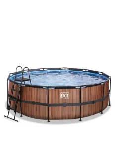 EXIT Wood pool ø427x122cm with sand filter pump - brown...