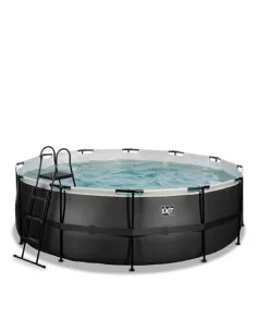 EXIT Black Leather pool ø427x122cm with sand filter pump...