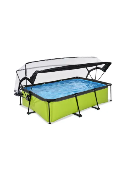 EXIT Lime pool 220x150x65cm with dome and filter pump - green Piscina con bordi Piscina rettangolare 1800 L Grigio