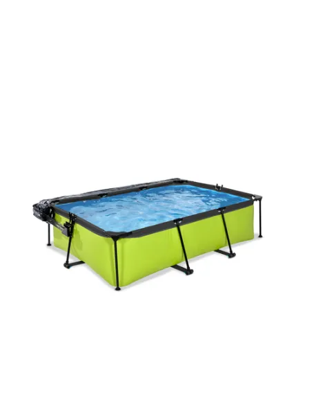 EXIT Lime pool 220x150x65cm with dome and filter pump - green Piscina con bordi Piscina rettangolare 1800 L Grigio
