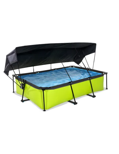 EXIT Lime pool 300x200x65cm with canopy and filter pump - green Piscina con bordi Piscina rettangolare 3700 L Verde