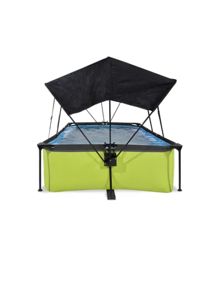 EXIT Lime pool 300x200x65cm with canopy and filter pump - green Piscina con bordi Piscina rettangolare 3700 L Verde